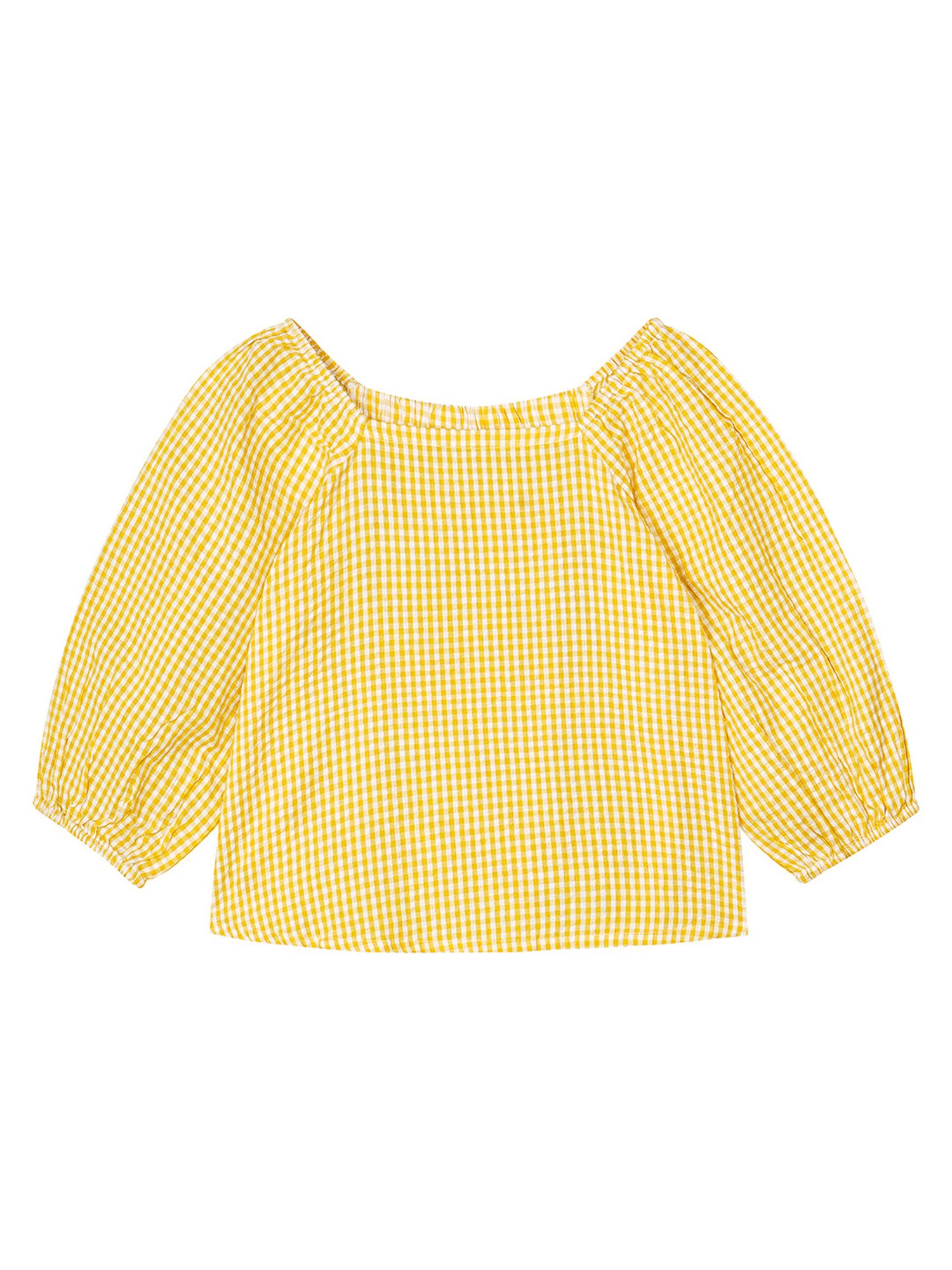 Budding Bees Kids Yellow Checks Full Sleeves Top