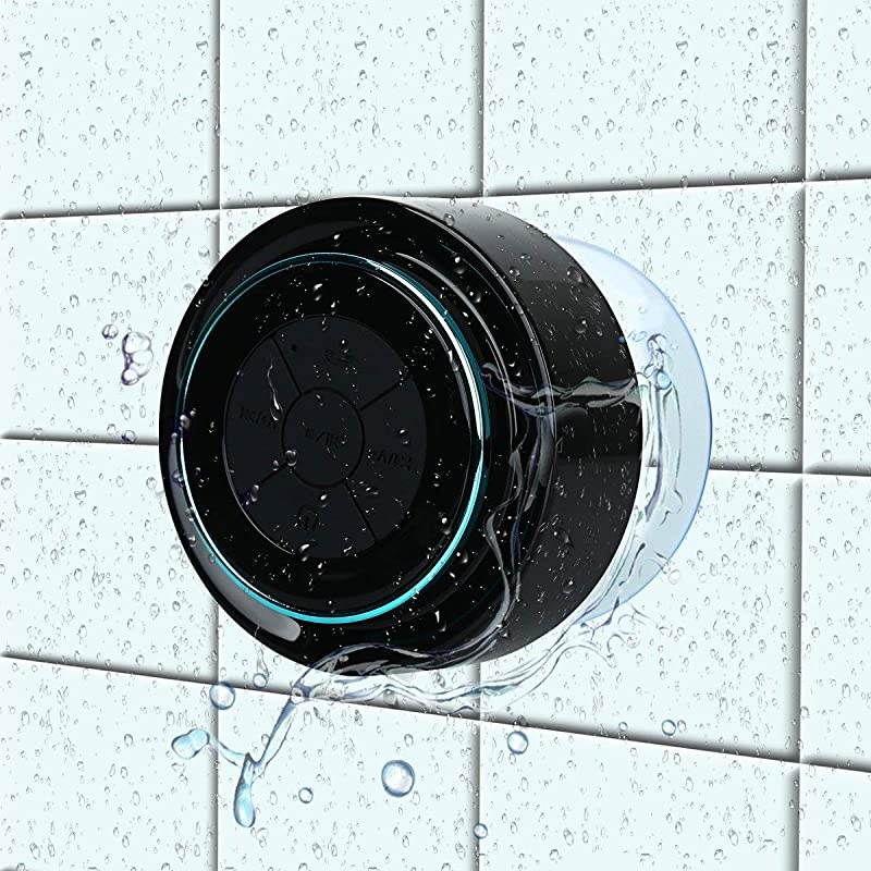 Bluetooth Shower Speakers  Portable Wireless Waterproof Speaker with FM Radio amp Suction Cup Pairs Easily to Your Bluetooth Devices Phones Tablets Computer Black amp Blue
