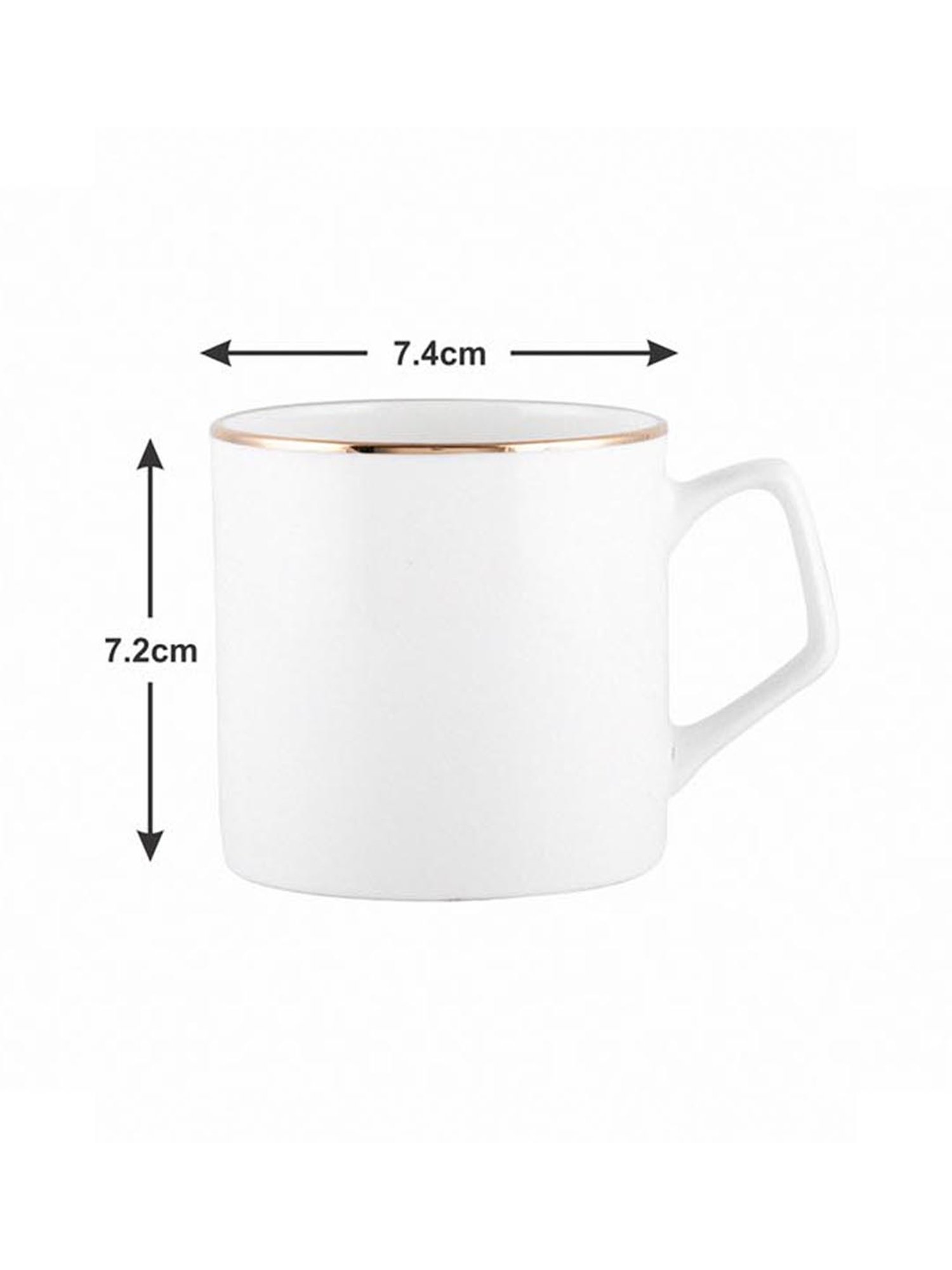 SONAKI White Bone China Coffee Mugs (240 ml) - Set of 6
