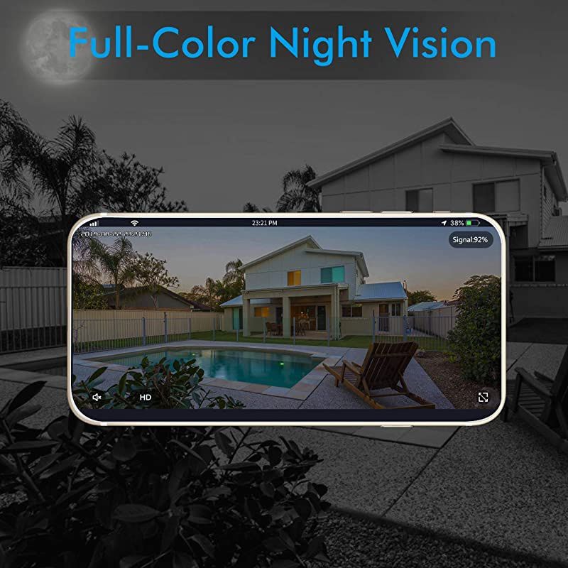 Outdoor Security Camera, 1080P HD Pan/Tilt/Zoom Outdoor Surveillance Camera with IP65 Waterproof, Night Vision, Motion Detection, 2-Way Audio, Cloud Storage or SD Card Support, 2020 Version