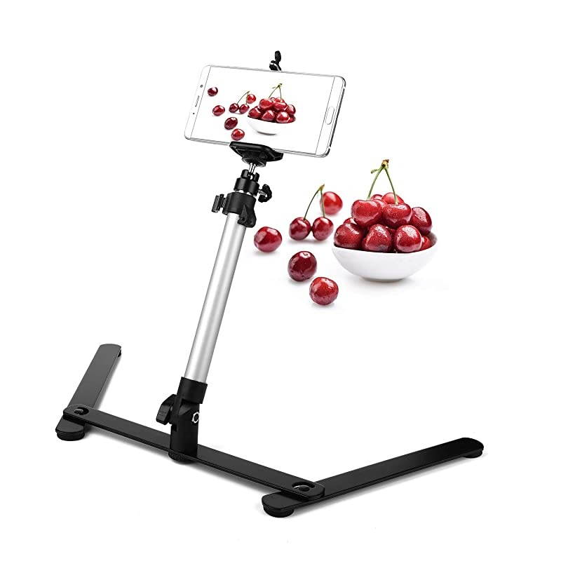 Photo Copy Stand Pico Projector Stand with Phone Clamp Overhead Phone Mount Phone Stand Mini Tripod Adjustable Tabletop Monopod Stand Compatible with SmartPhone