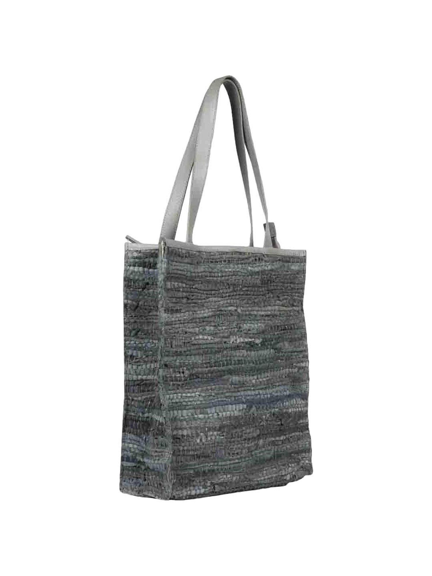 Favore Grey Woven Medium Tote Handbag