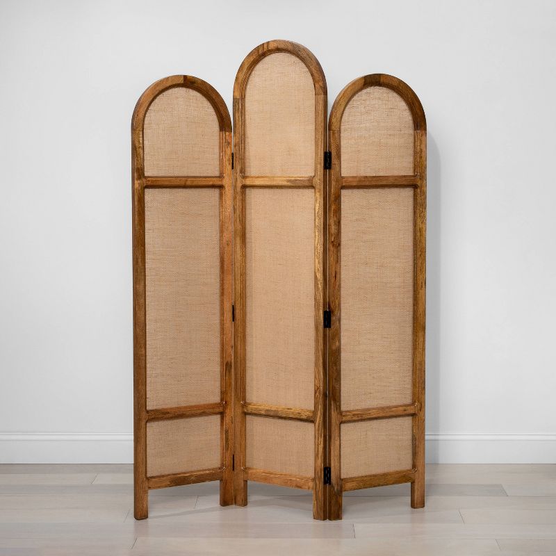 68" x 48" 3-Fold Wooden Screen Room Divider Brown - Opalhouse™