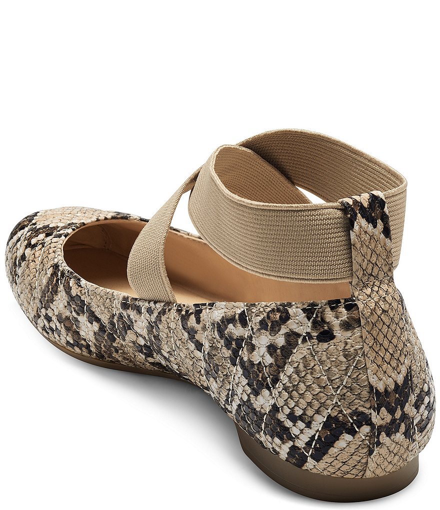 Jessica Simpson Mandalay7 Snake Square-Toe Criss Cross Ankle Strap Ballet Flats