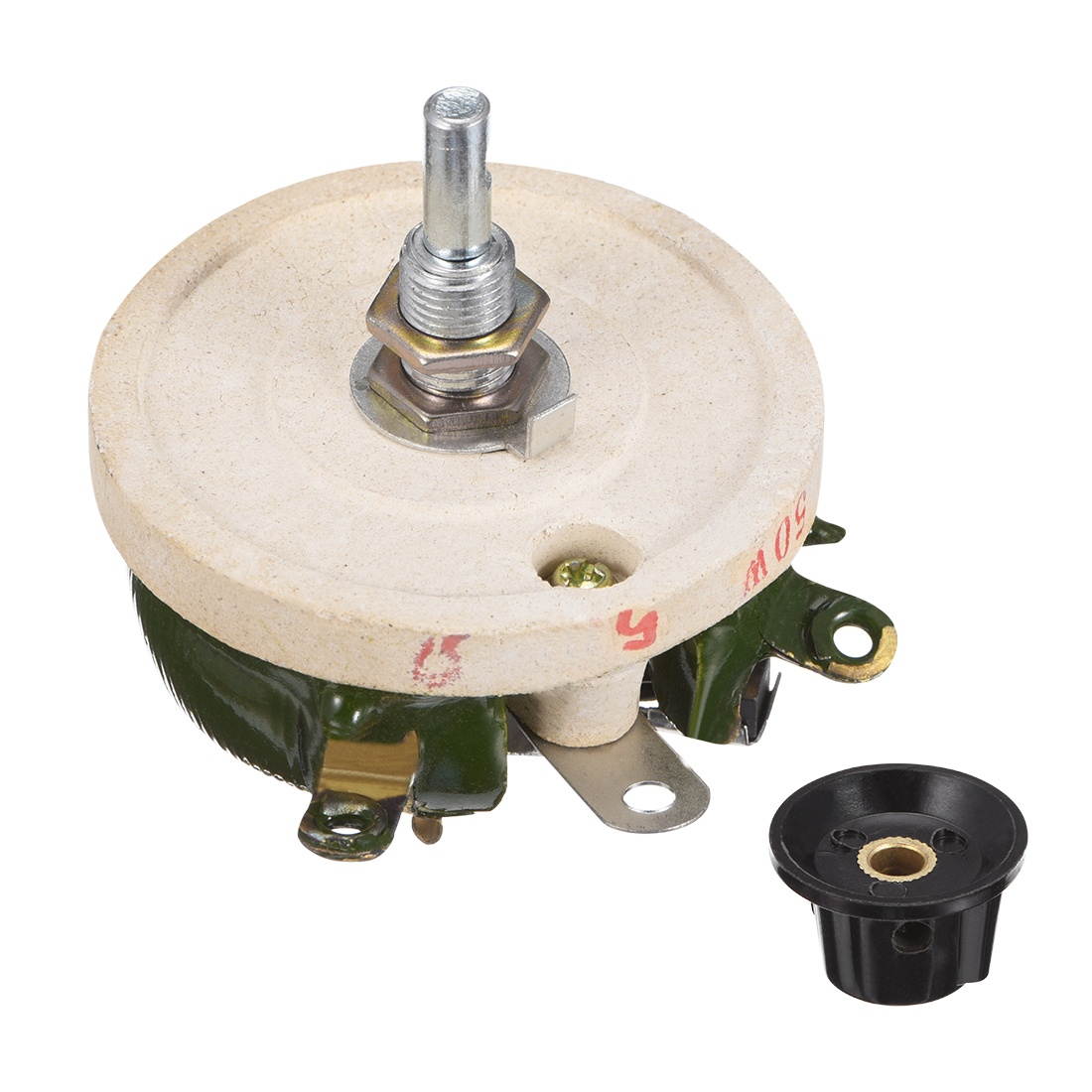 50W 5R Ohm Wirewound Ceramic Potentiometer Variable Rheostat Resistor With Knob