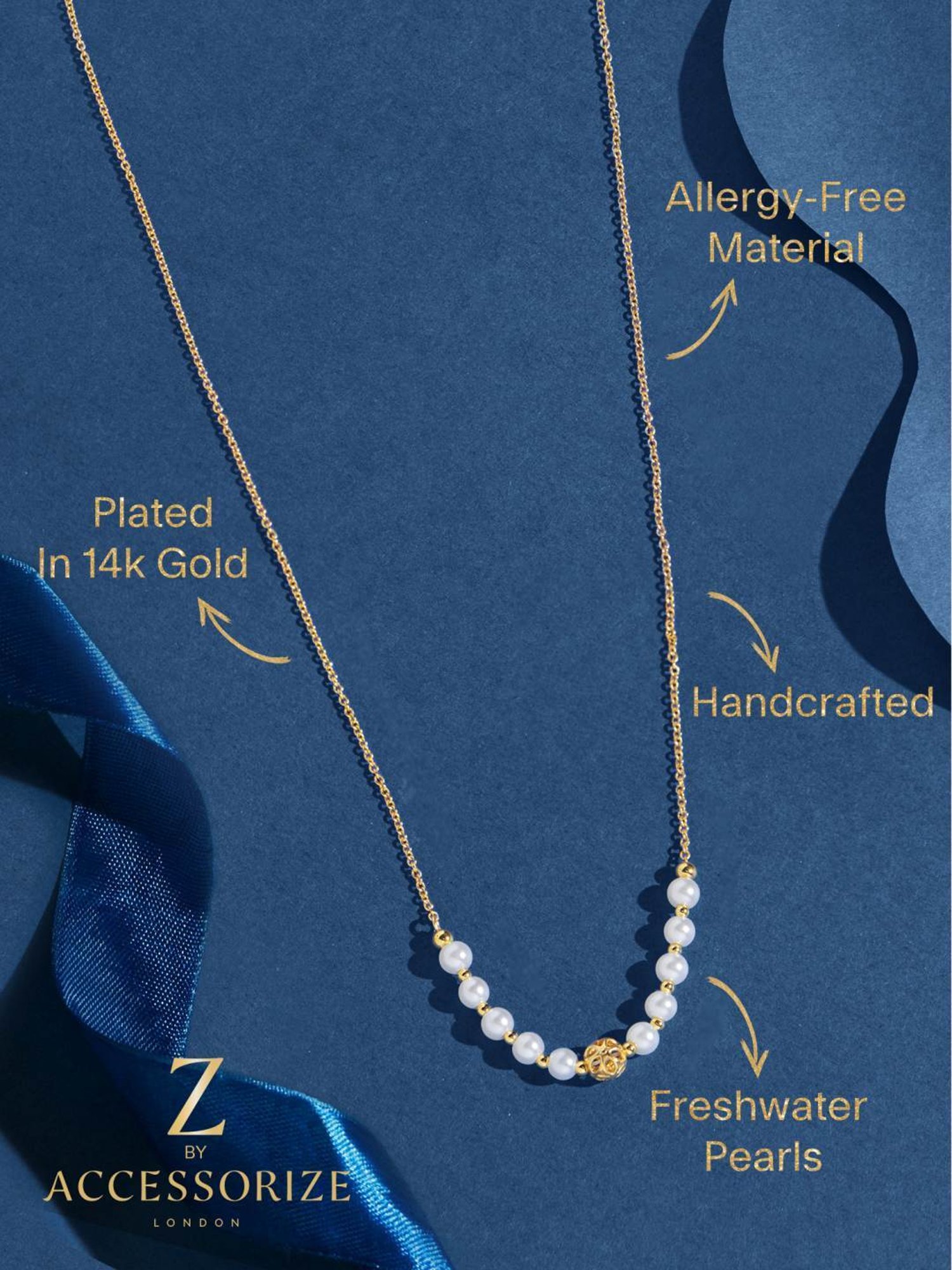 Accessorize London Women's Z Real Gold Plated Pearly Bead Necklace