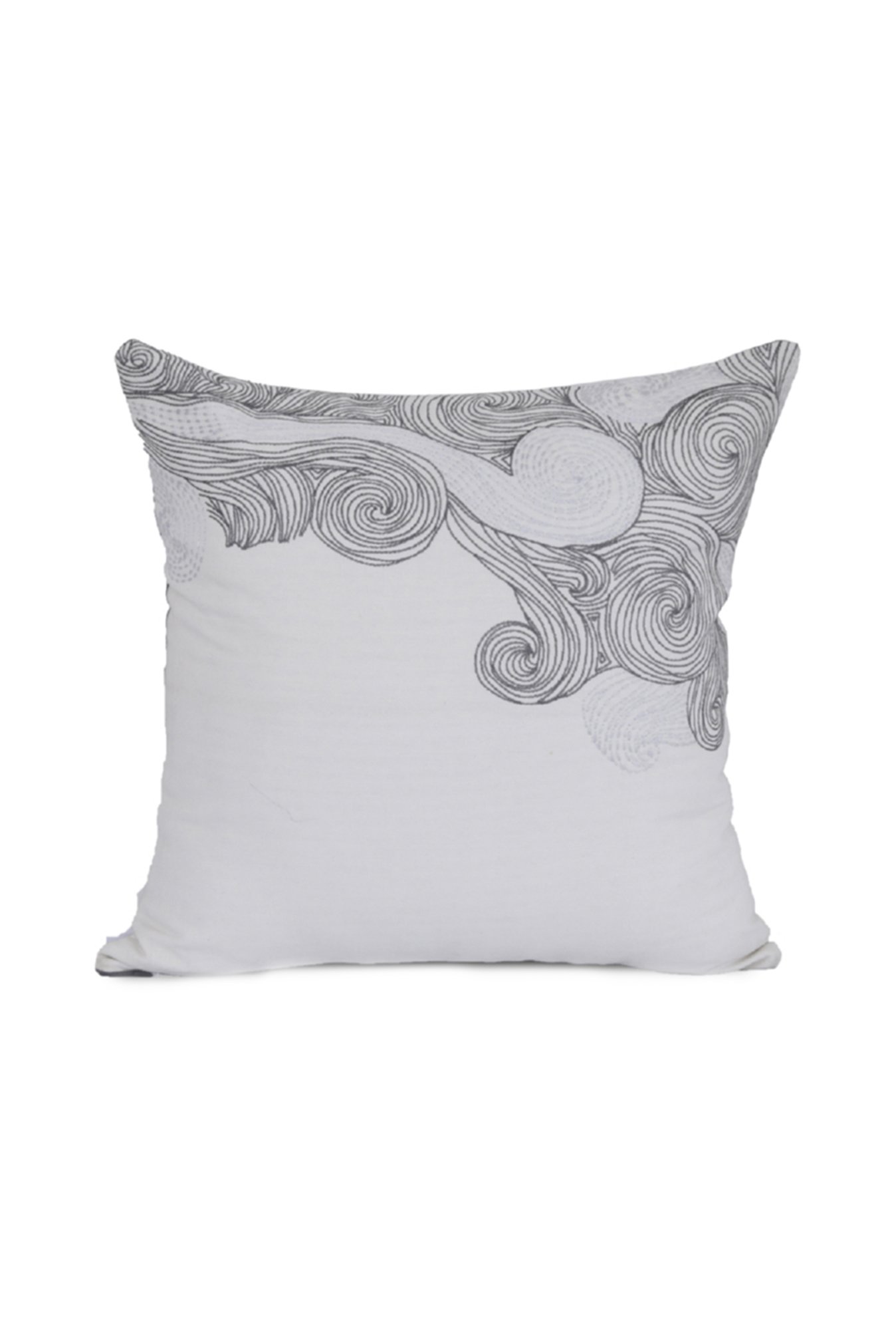 Maspar Curve Emb Grey 100% Cotton Cushion Cover