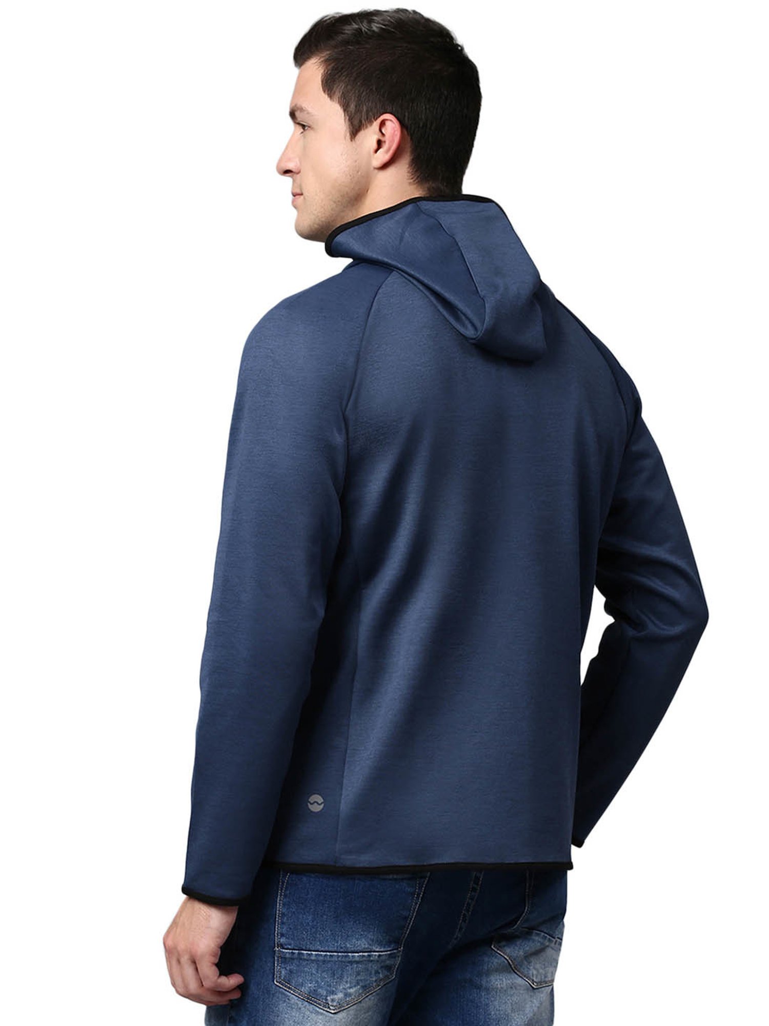 Slowave Navy Regular Fit Hooded Jacket