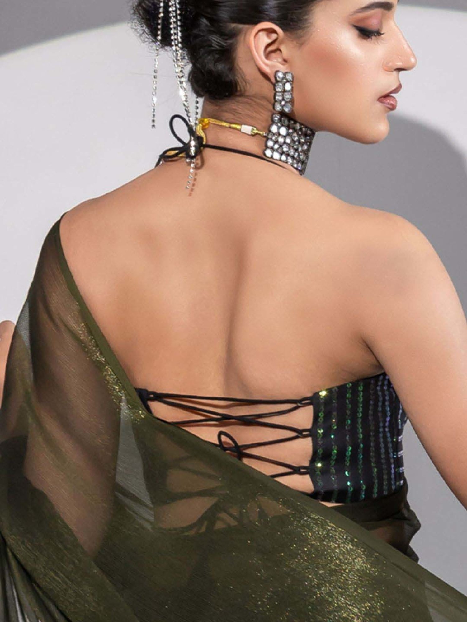 Swtantra Black Cotton Embellished Readymade Blouse