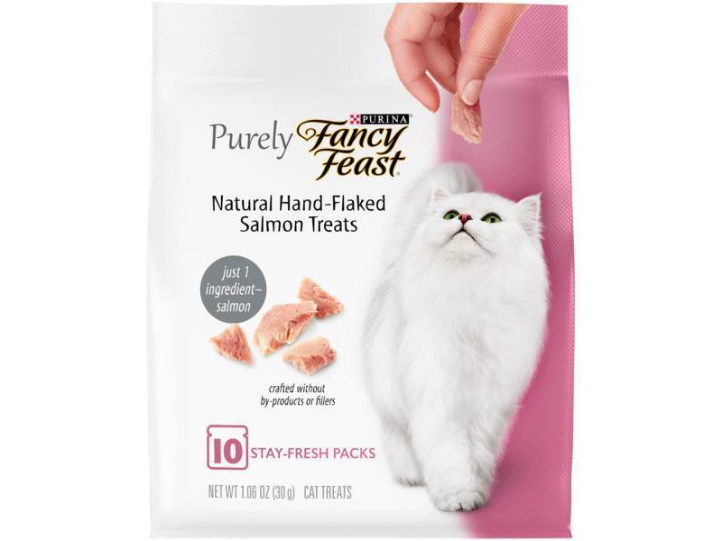 Purina Fancy Feast Purely Hand-Flaked Salmon Meaty Cat Treats - 1.06oz/10ct Pack