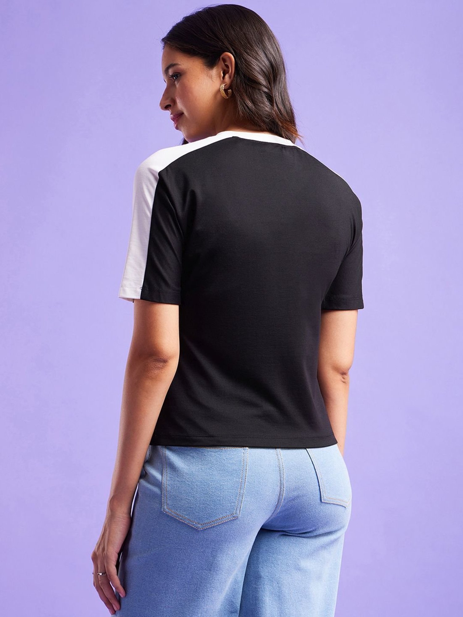 Fablestreet Black & White Color-Block Top