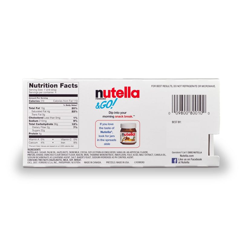 Nutella and Go! with Pretzel Sticks - 7.6oz/4pk
