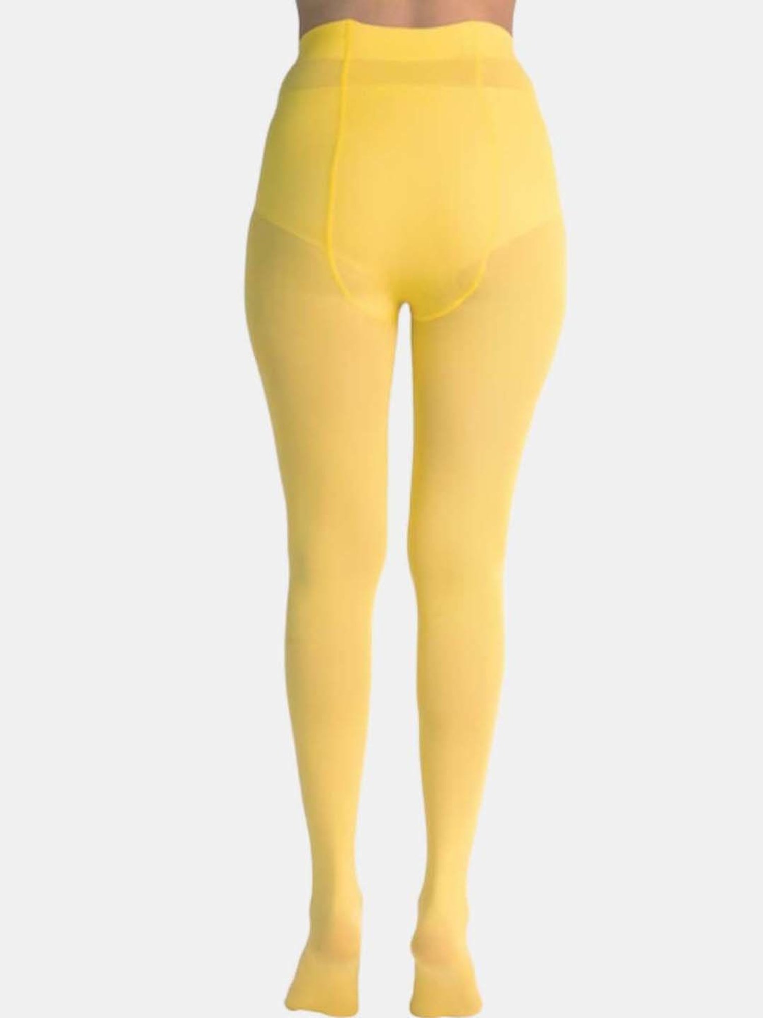 Secrets By ZeroKaata Pink & Yellow Plain Pantyhose Stockings - Pack Of 2