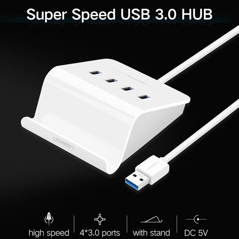 Ugreen 5Gbps Super Speed 4 Ports USB 3.0 HUB Converter with Adapter