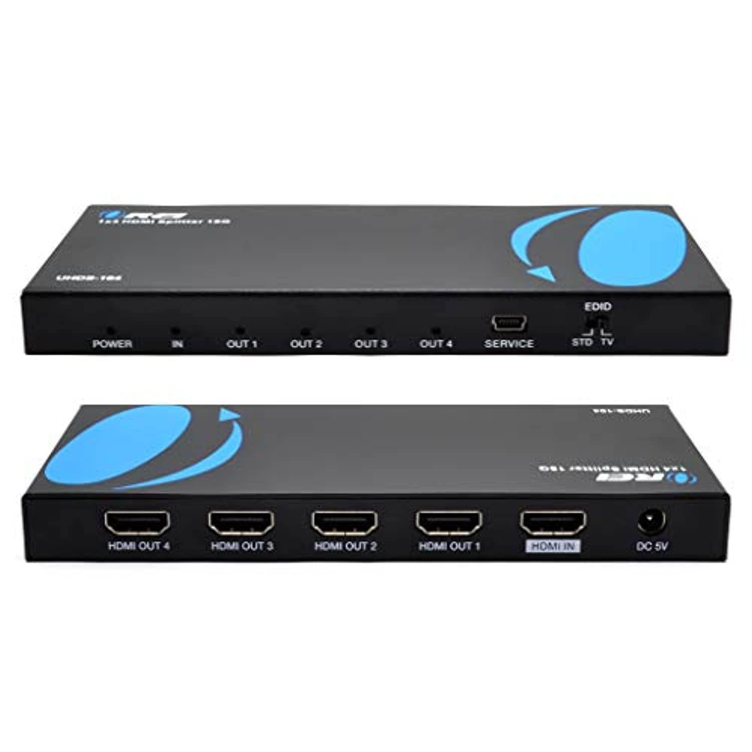 Orei UltraHD 4K @ 60 Hz 1 X 4 HDMI Splitter 1 in 4 Out 4 Port 4: 8-Bit - HDMI 2.0, HDCP 2.0, 18 Gbps, EDID, Duplicate / Mirror 4K Screens - UHDS-104 (UHDS-104)