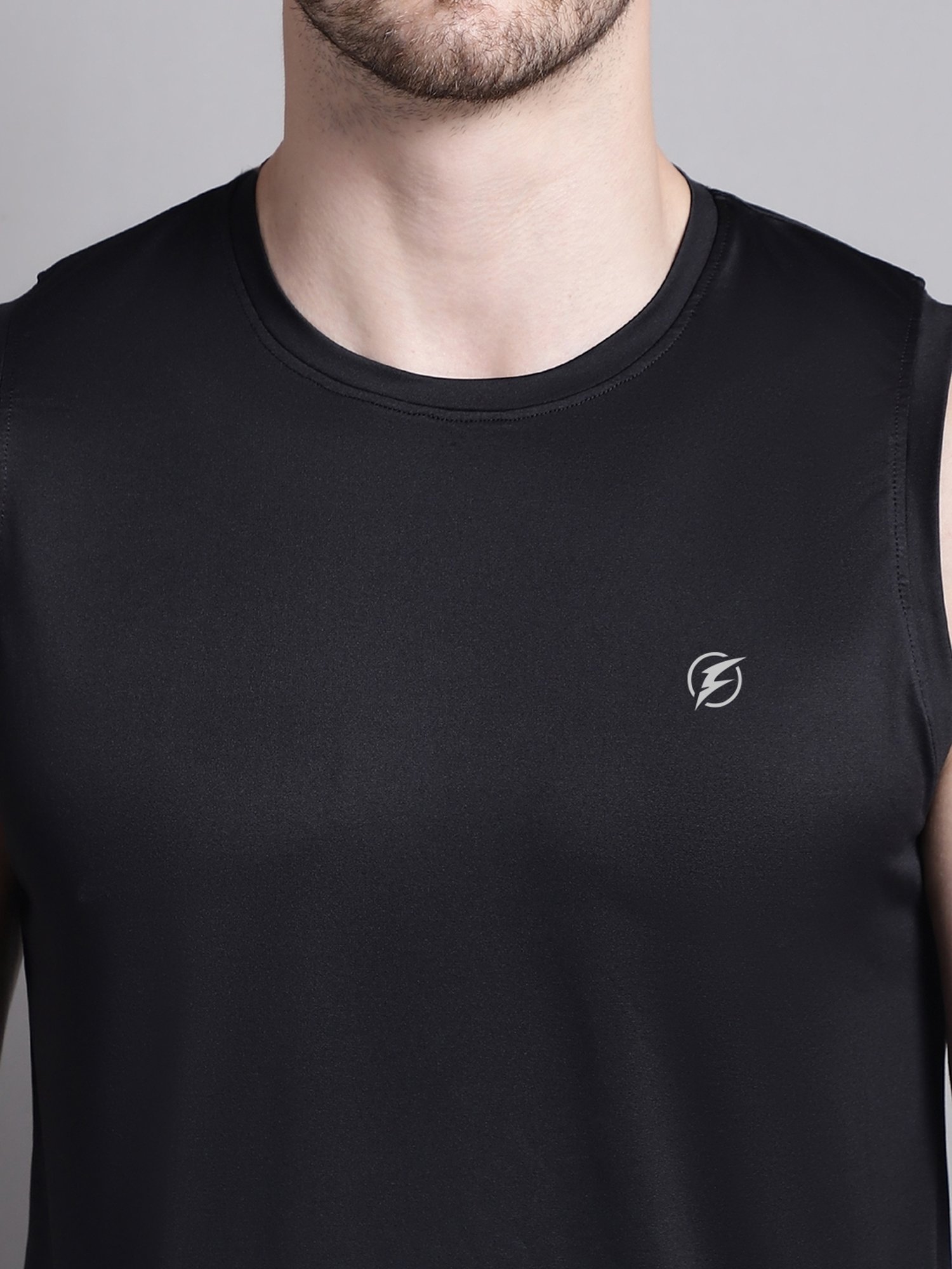 Friskers Black Regular Fit Graphic Sports Vest