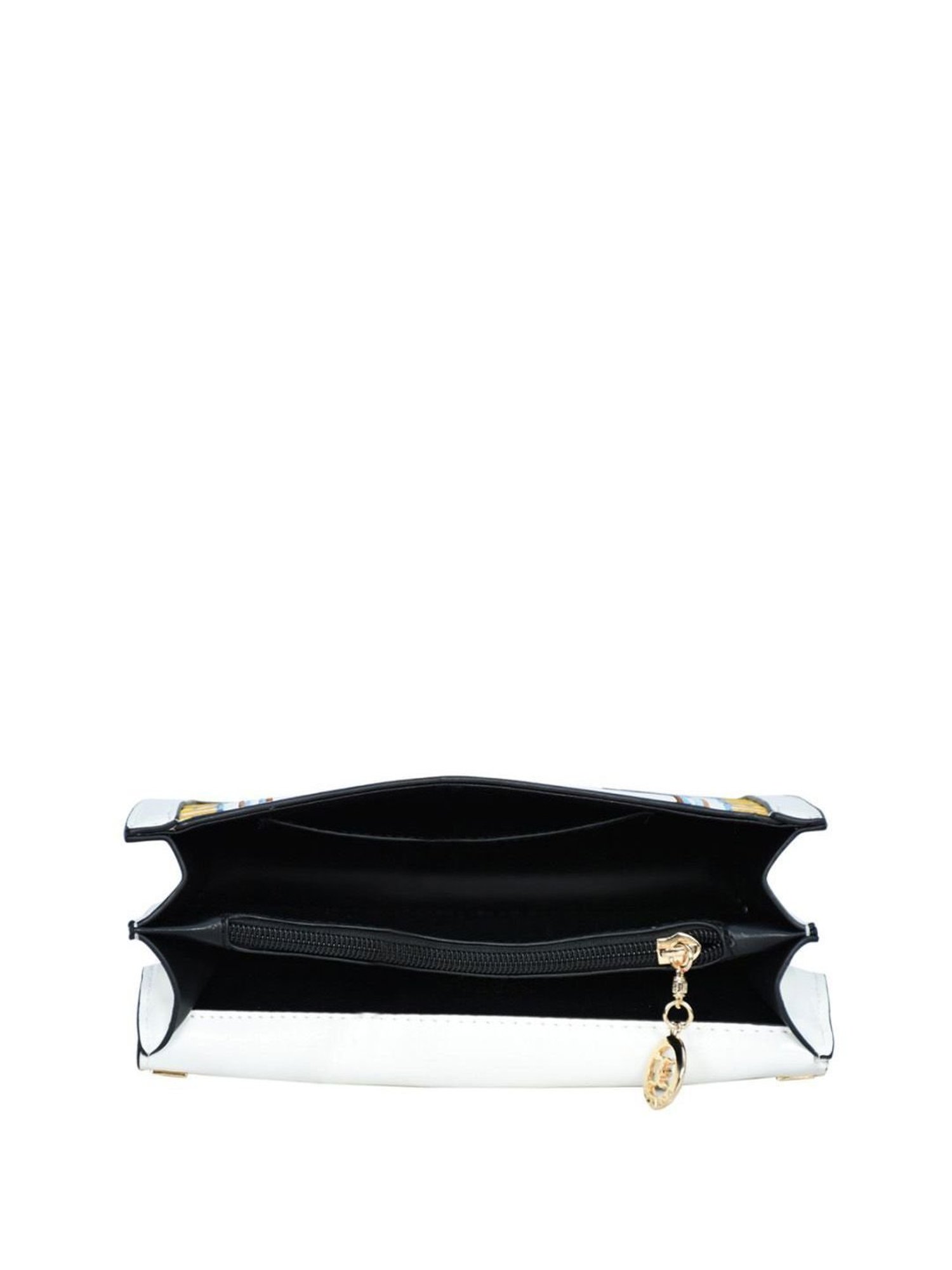 Esbeda White PU Embroidered Sling Handbag