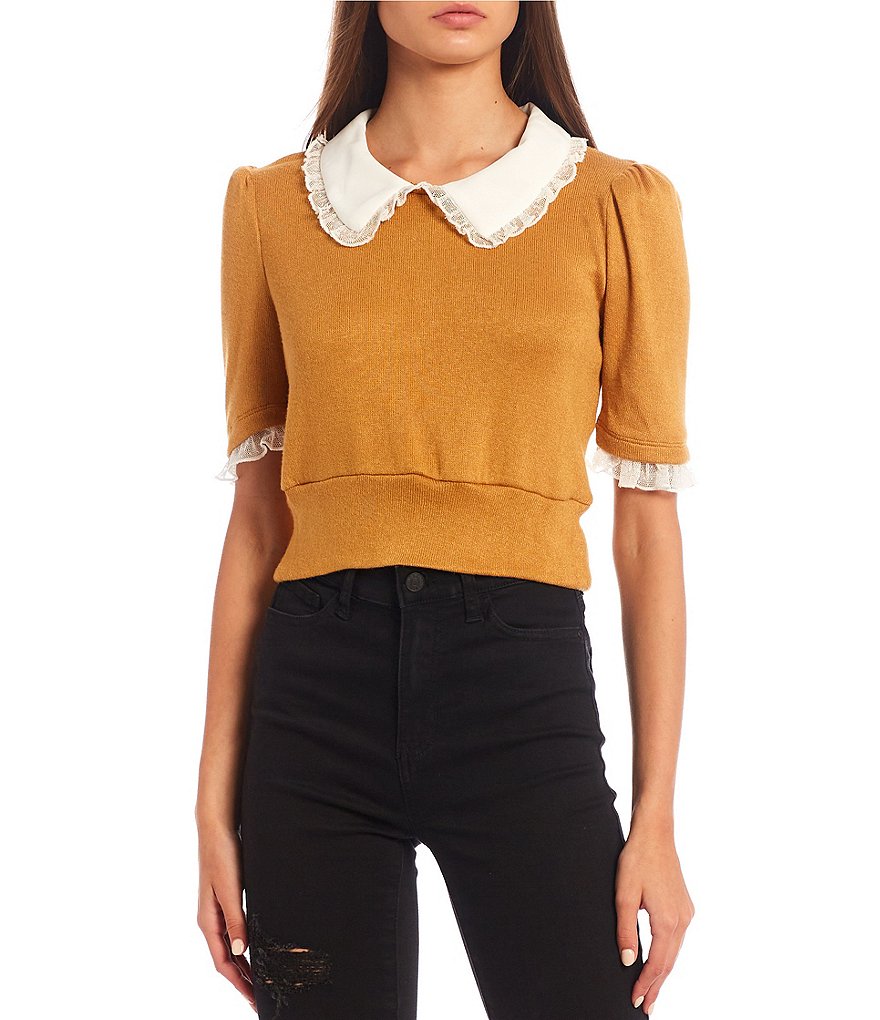 Lily Star Ruffle Collar Short Sleeve Top