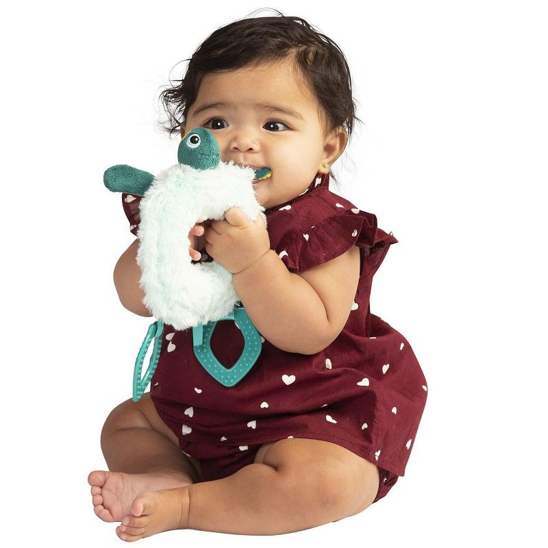 Manhattan Toy Theo Turtle Baby Toy Ring Rattle with Crinkle Paper and Textured Teethers