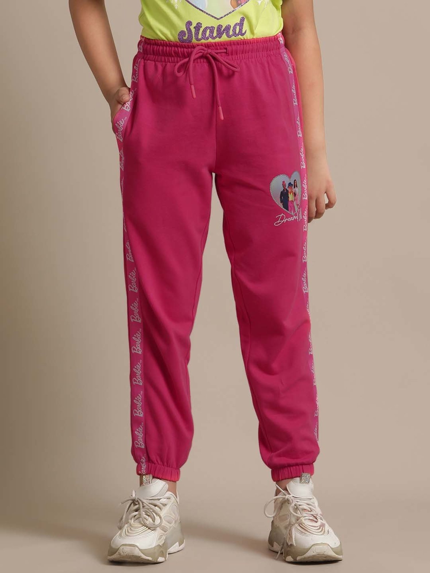 Kidsville Pink Cotton Printed Joggers