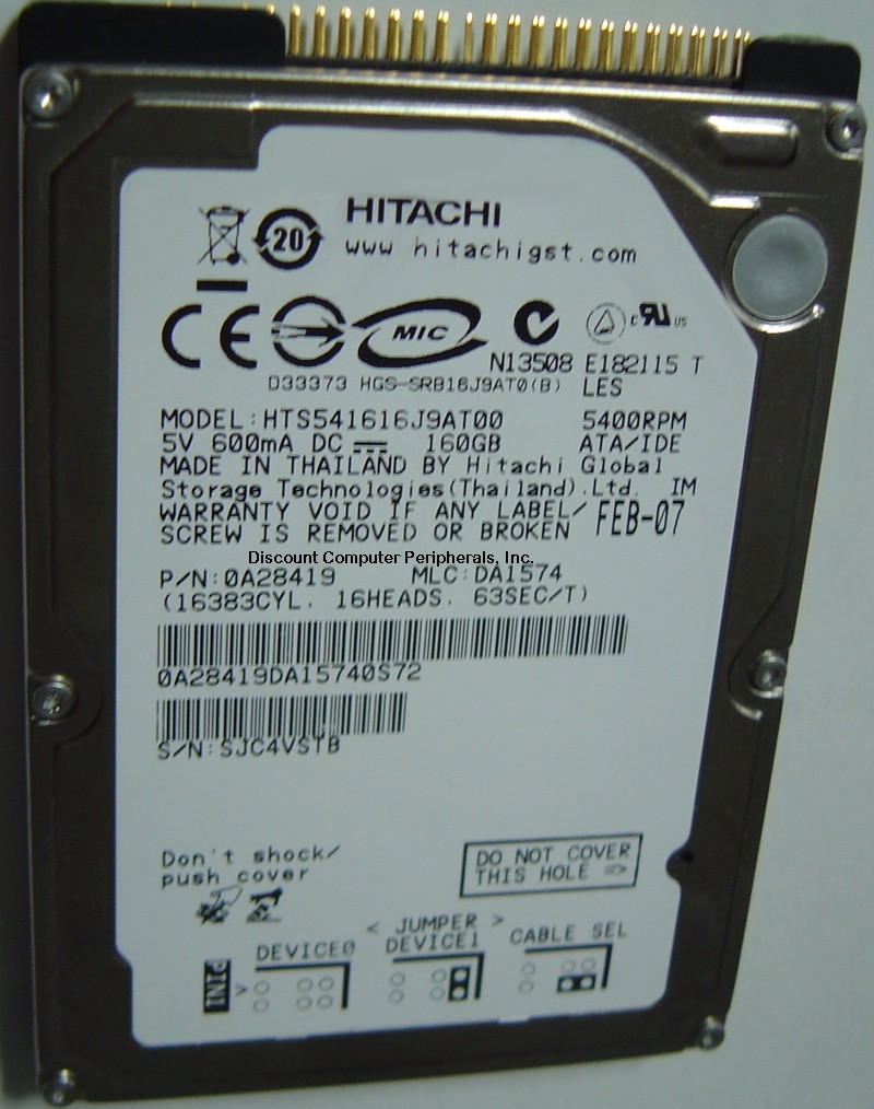 160GB 5400RPM ATA-100 2.5IN 9.5MM NEW