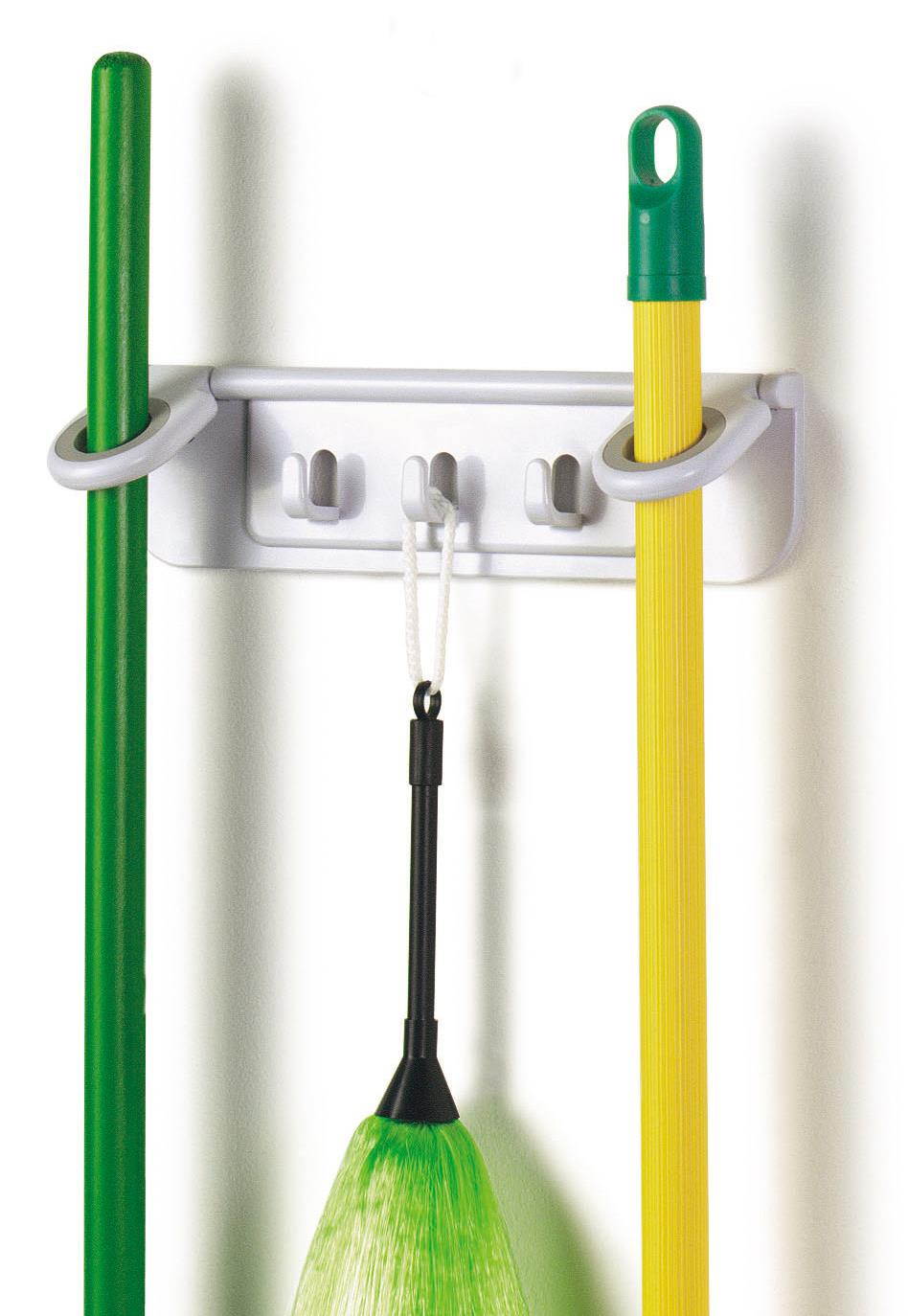 White Mop and Broom Organizer