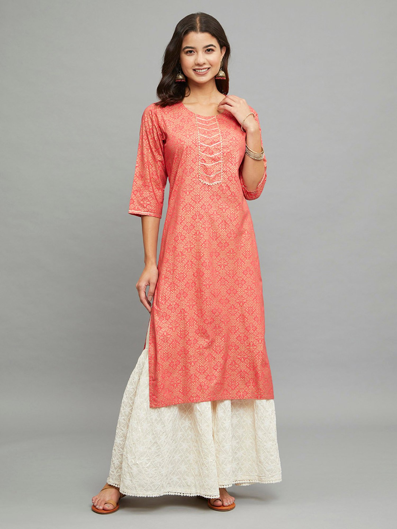 paislei Coral Printed A Line Kurta