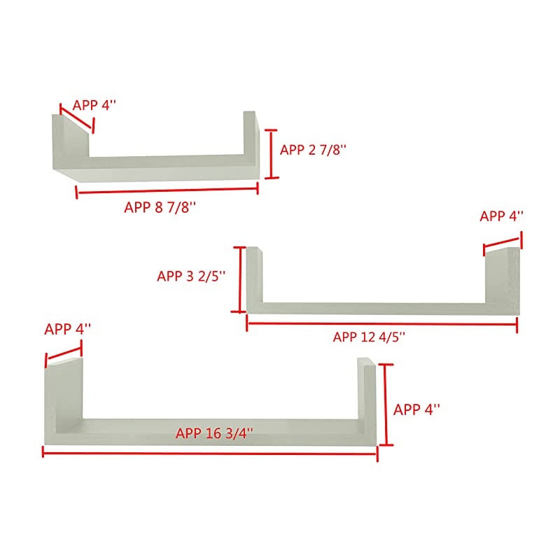 WHC1004CDWH 3 Floating U ShelvesWhite