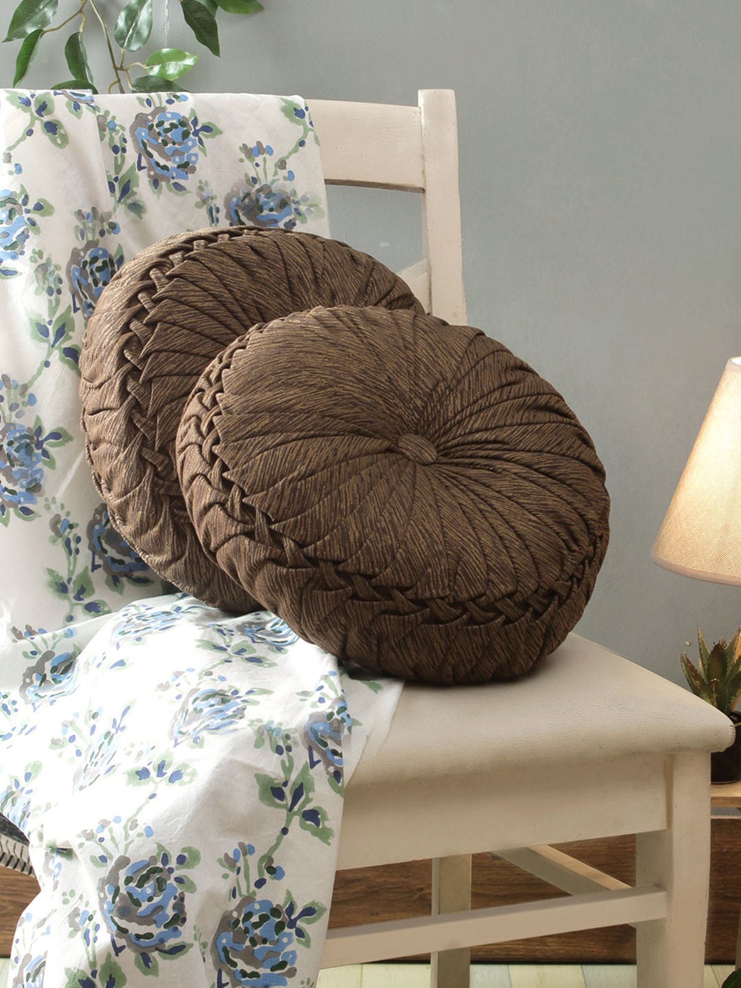 Romee Brown Cotton Textured Cushions