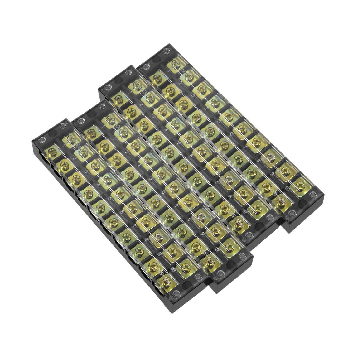 4Pcs Dual Rows 10 Positions 600V 45A Cable Barrier Block Terminal Strip TB-4510L