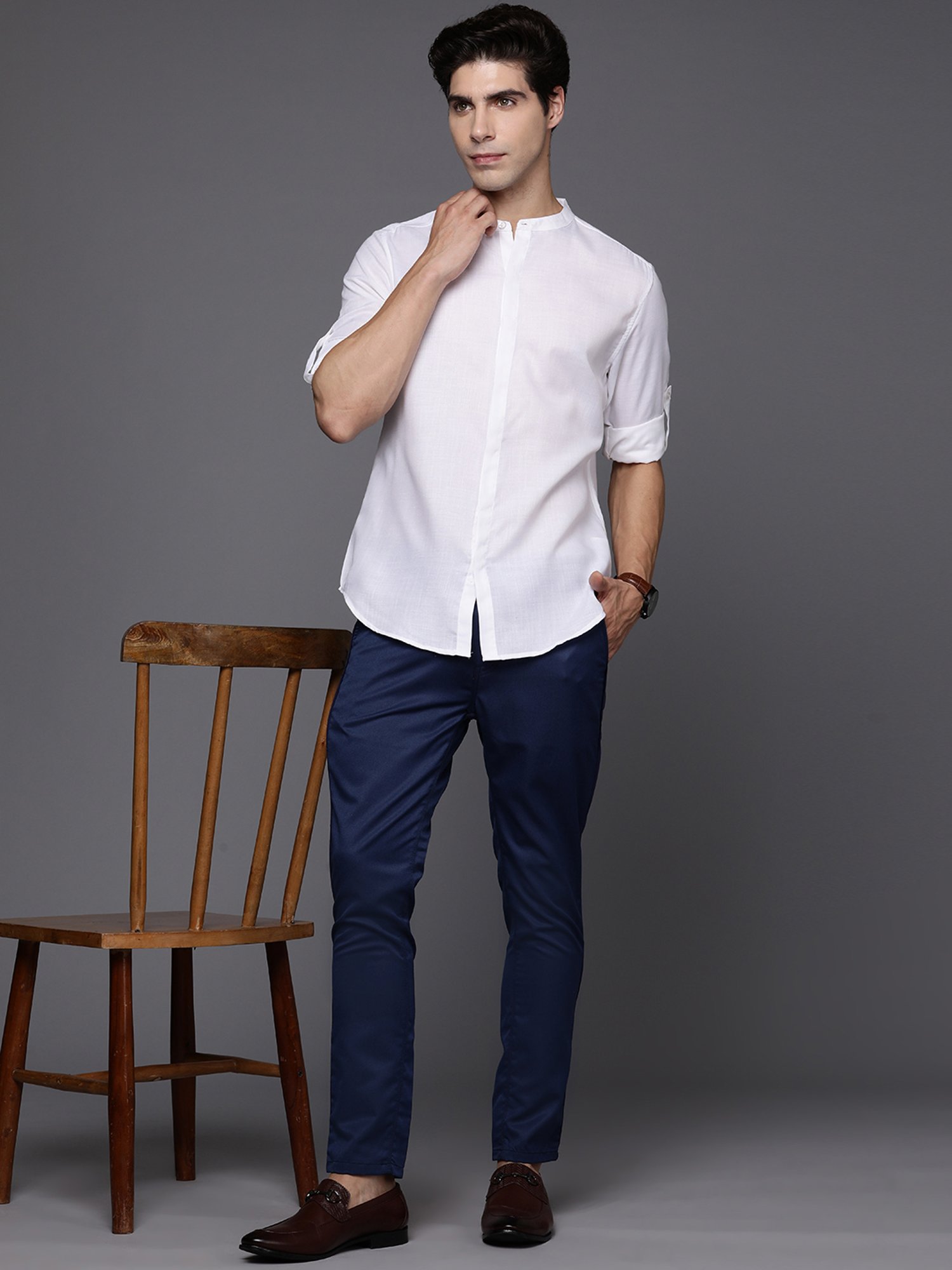 Ramraj Red Cotton Regular Fit Shirt