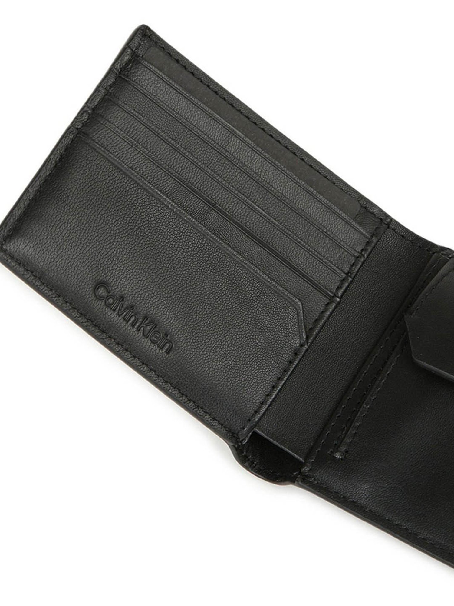 CALVIN KLEIN Black RUBBERIZED 5CC Leather Bi-Fold Wallet