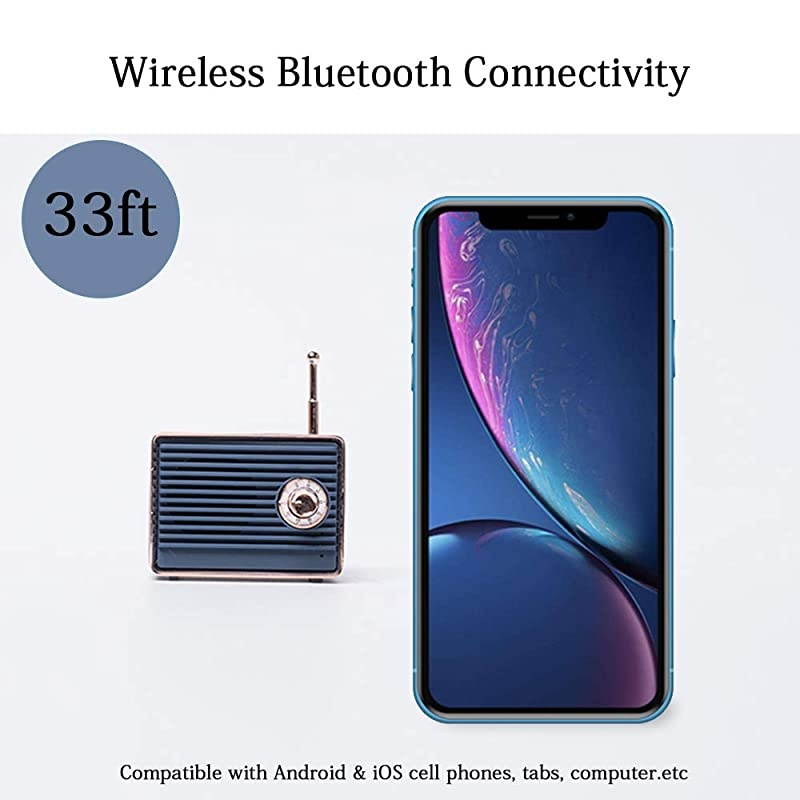 Wireless Retro Speakers  Portable Bluetooth Vintage Speaker with Builtin MicUSB 89 Hours Playtime for Kitchen Bedrooms Desk Shelf Party Travel Android iOS Speaker Coral Pink