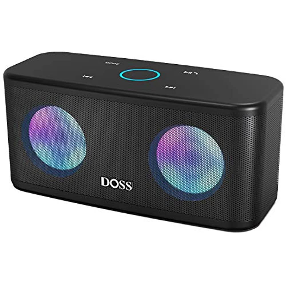 DOSS SoundBox Plus Portable Wireless Bluetooth Speaker with HD Sound and Deep Bass, Wireless Stereo Pairing, Built-in Mic, 20H Playtime, Wireless Speaker for Phone, Tablet, TV, and More.-Black