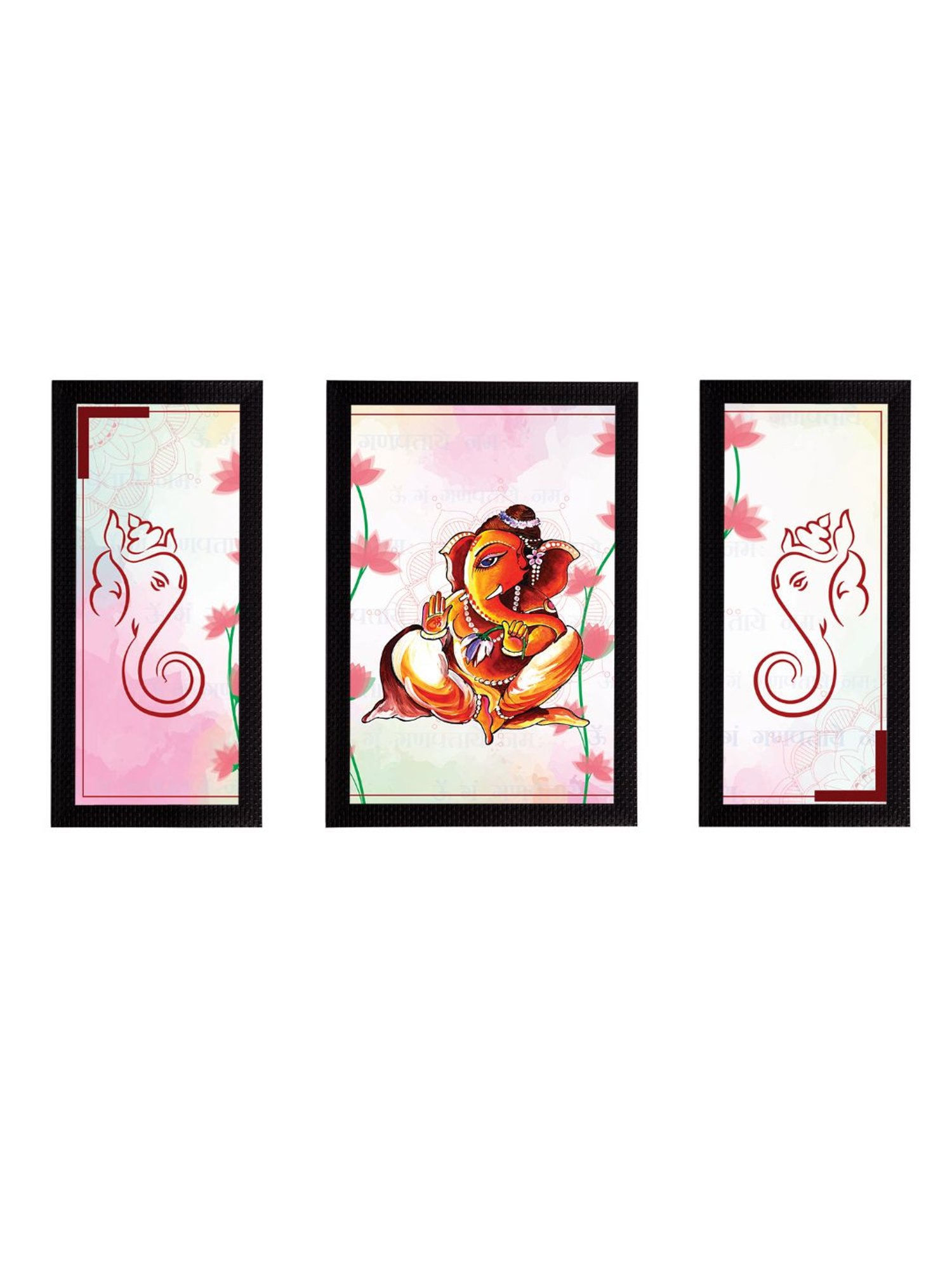 eCraftIndia Set of 3 Lord Ganesha Satin Matt Texture UV Art Painting