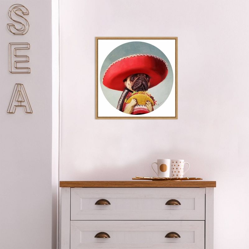 16" x 16" Mi Taco Mi Amigo Dog by Lucia Heffernan Framed Wall Canvas - Amanti Art