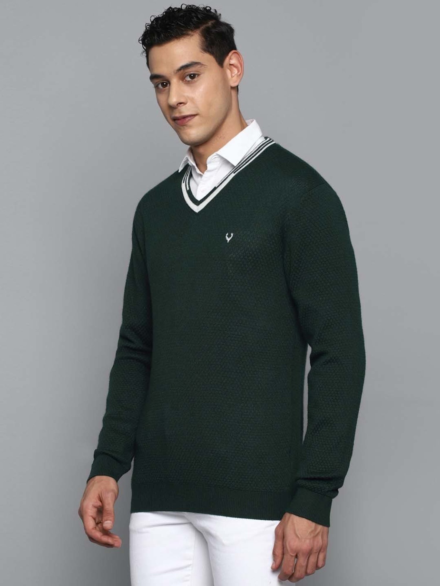 Allen Solly Green Regular Fit Sweater