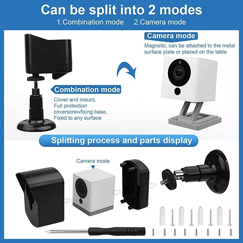 Cam Wall Mount BracketFull Protective Weather Proof 360 Degree Adjustable Outdoor Indoor Mount and Cover Case for Cam 1080p HD Camera Black 3 Pack