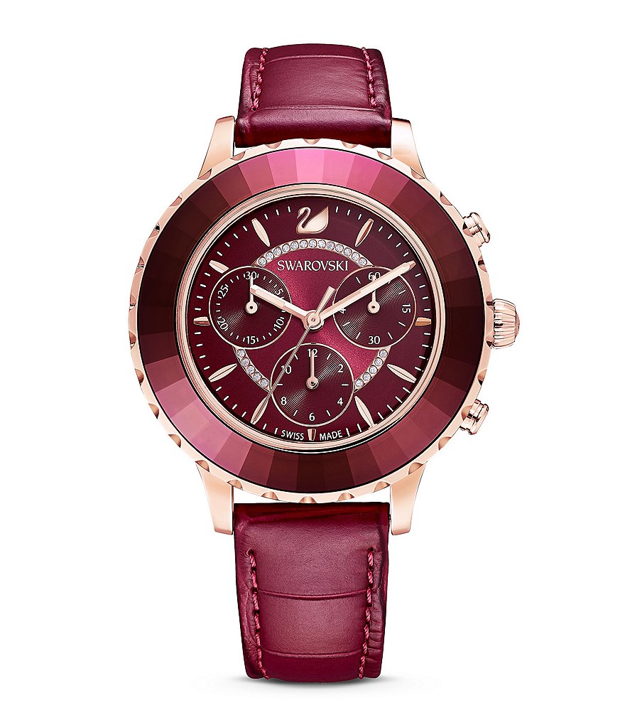 Swarovski Octea Lux Chrono Red Leather Watch