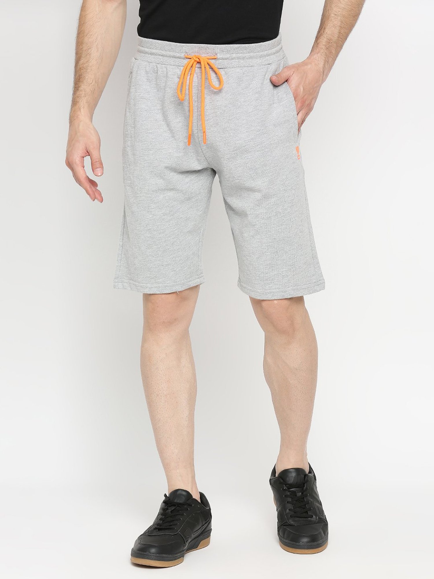 UnderJeans by Spykar Grey Melange Regular Fit Shorts