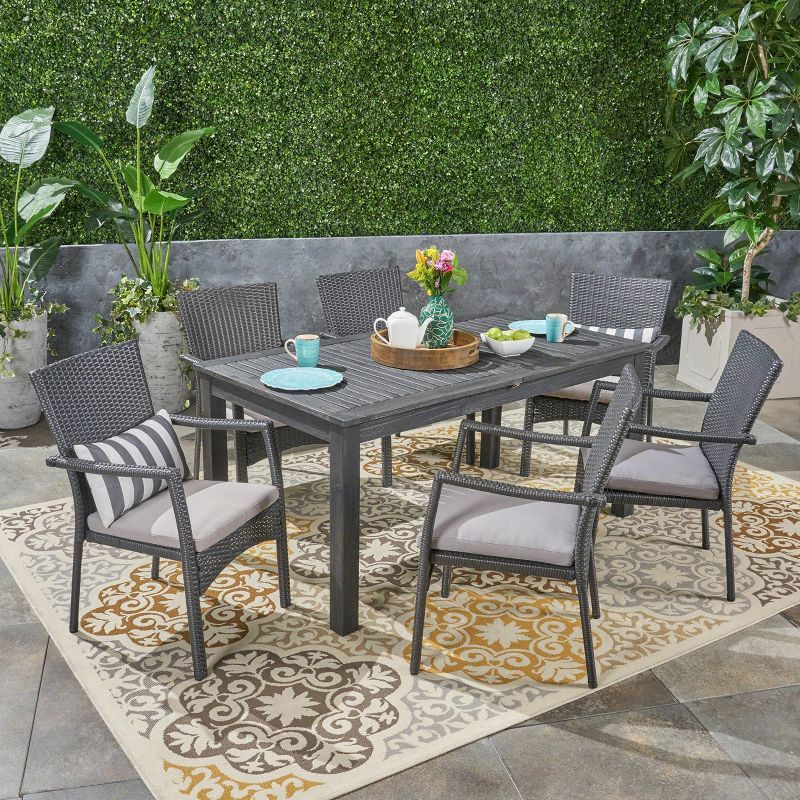 Circi 5pc Outdoor Dining Set - Black and Charcoal - CosmoLiving by Cosmoplitan