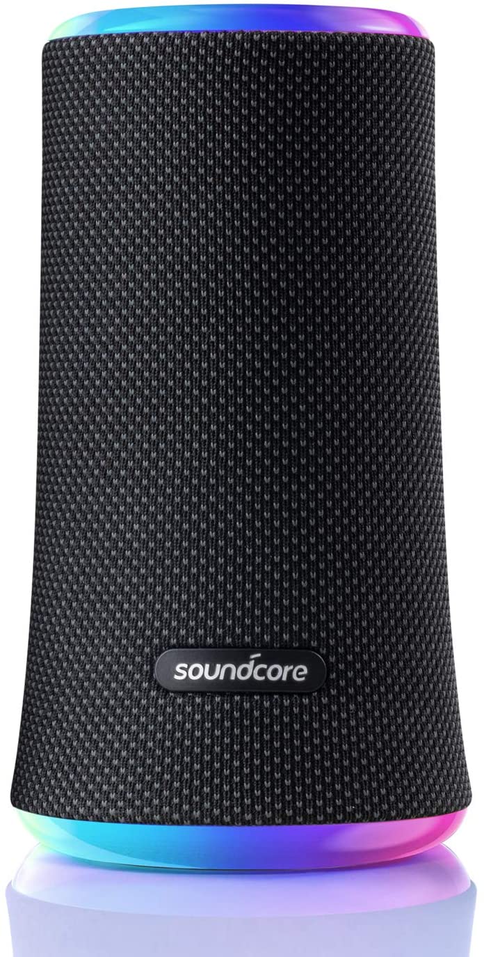 Anker Soundcore Flare 2 Bluetooth Speaker, with IPX7 Waterproof Protection and 360&deg; Sound for Backyard and Beach Party, 20W Wireless Speaker with PartyCast, EQ Adjustment, and 12-Hour Playtime, Black