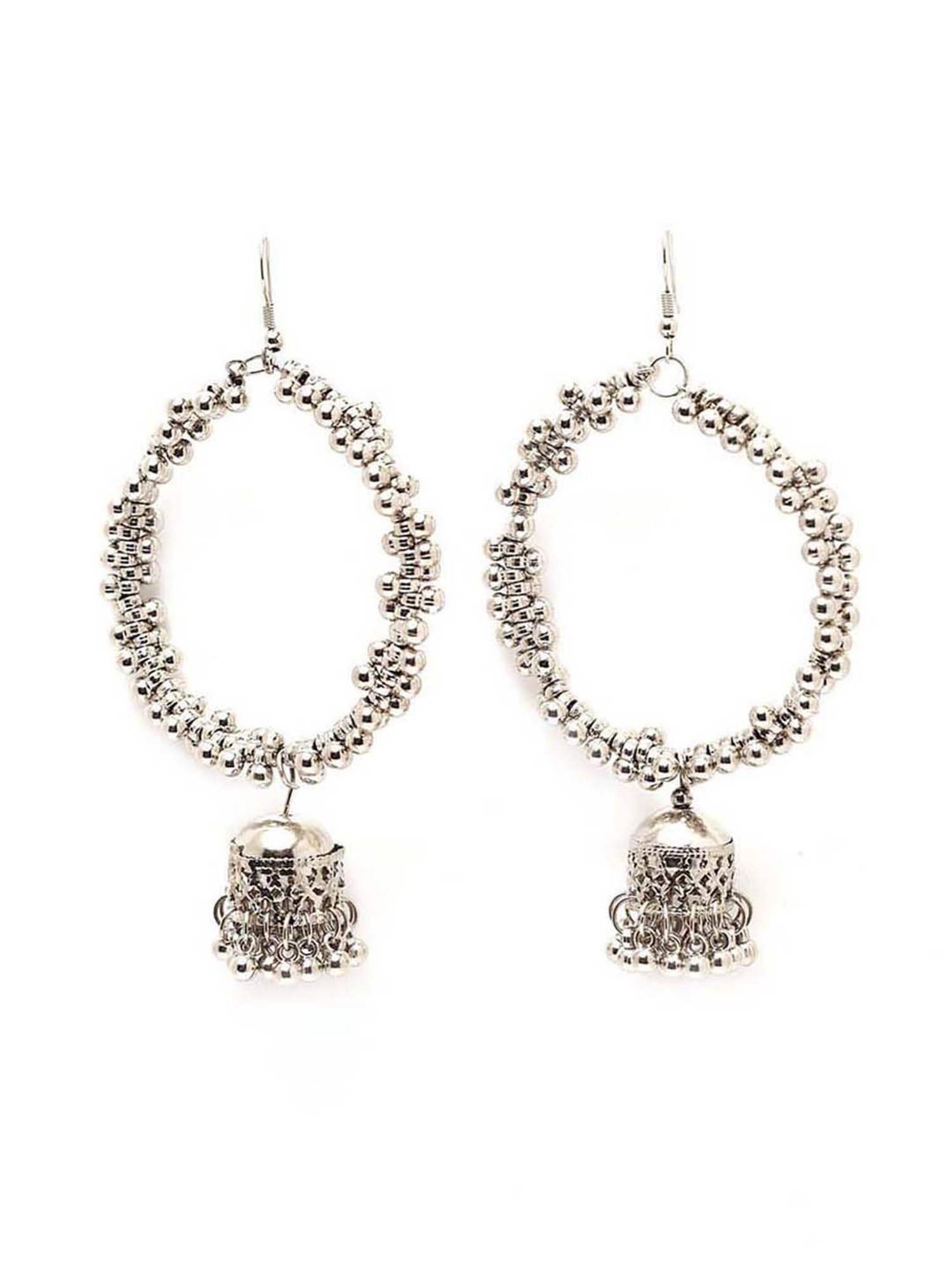Panash Oxidized Silver-toned Circular Jhumki Earrings