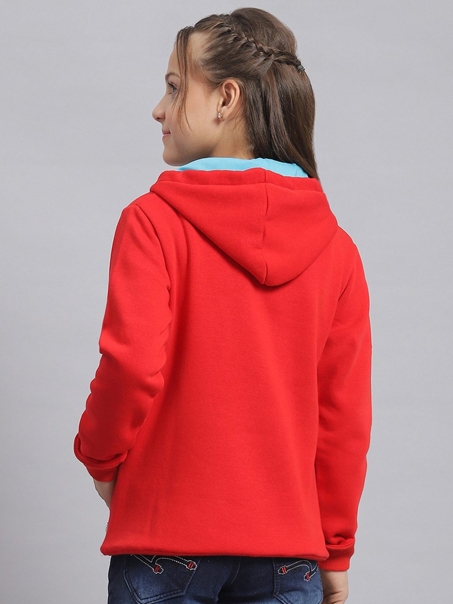 KIDS ONLY Blue Cotton Embroidered Full Sleeves Sweatshirt