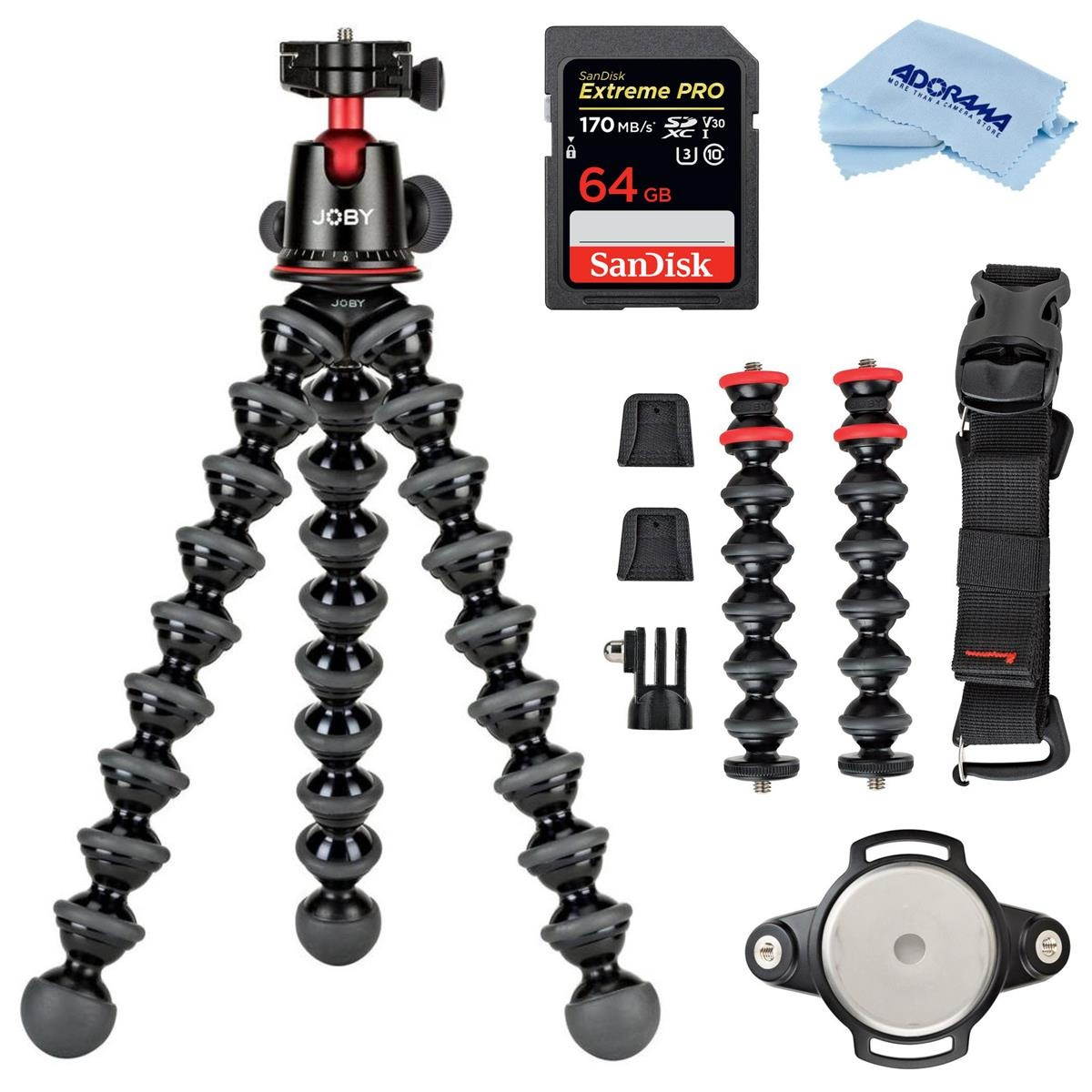 Joby Free Kit With GorillaPod 5K Kit w/Rig for DSLR Camera, 64GB SDXC Card/Cloth
