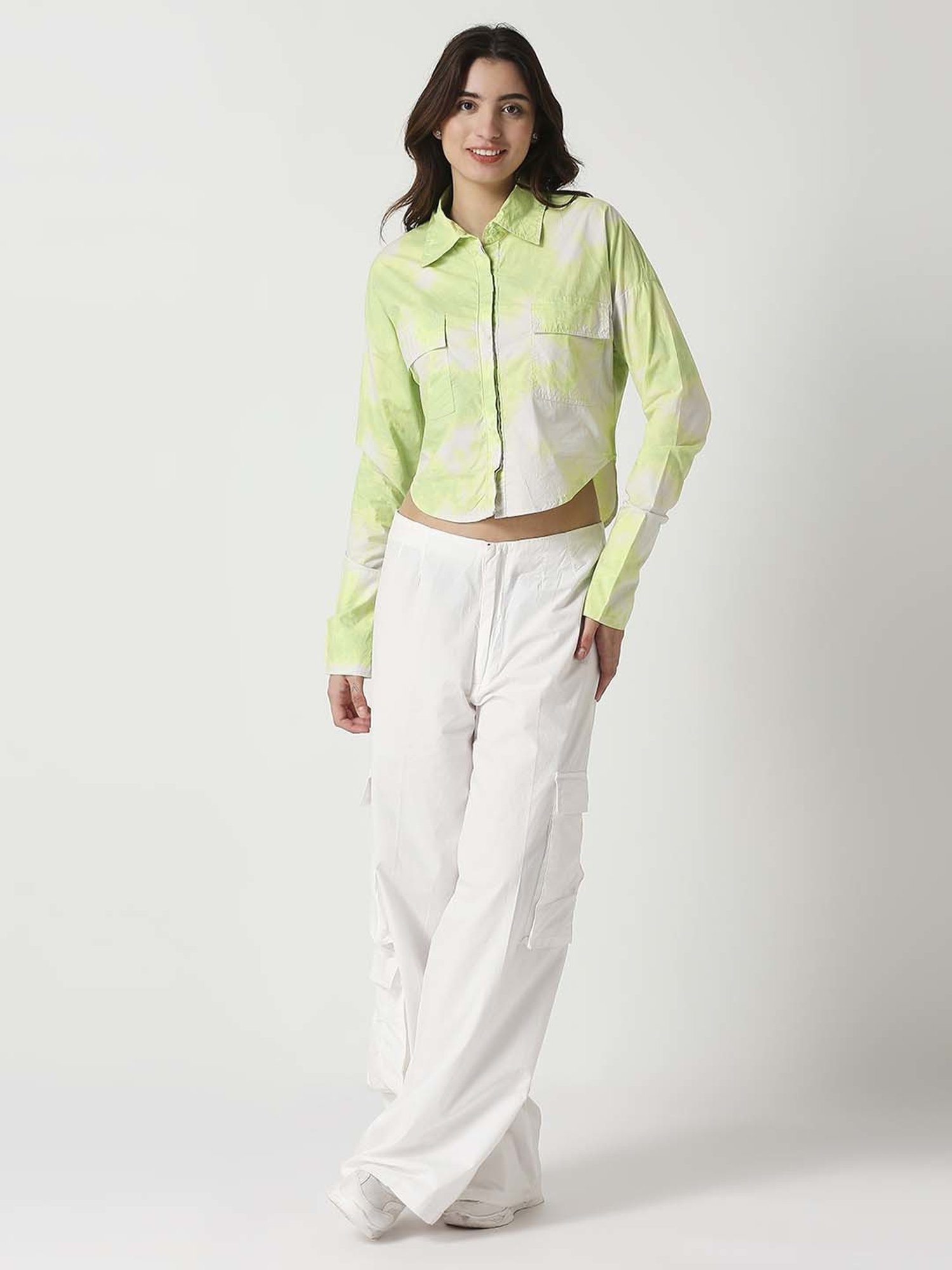 Remanika Green Cotton Tie & Dye Shirt