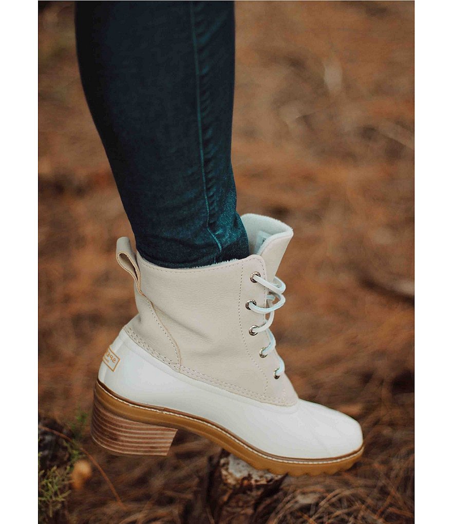 Sperry Saltwater Leather Lace-Up Block Heel Rain Booties