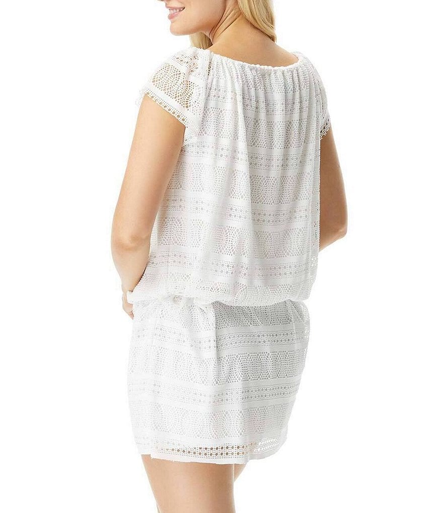 Tommy Bahama Midnight Orchid Tropical Print Scoop Neck Ruffle Hem Spa Dress