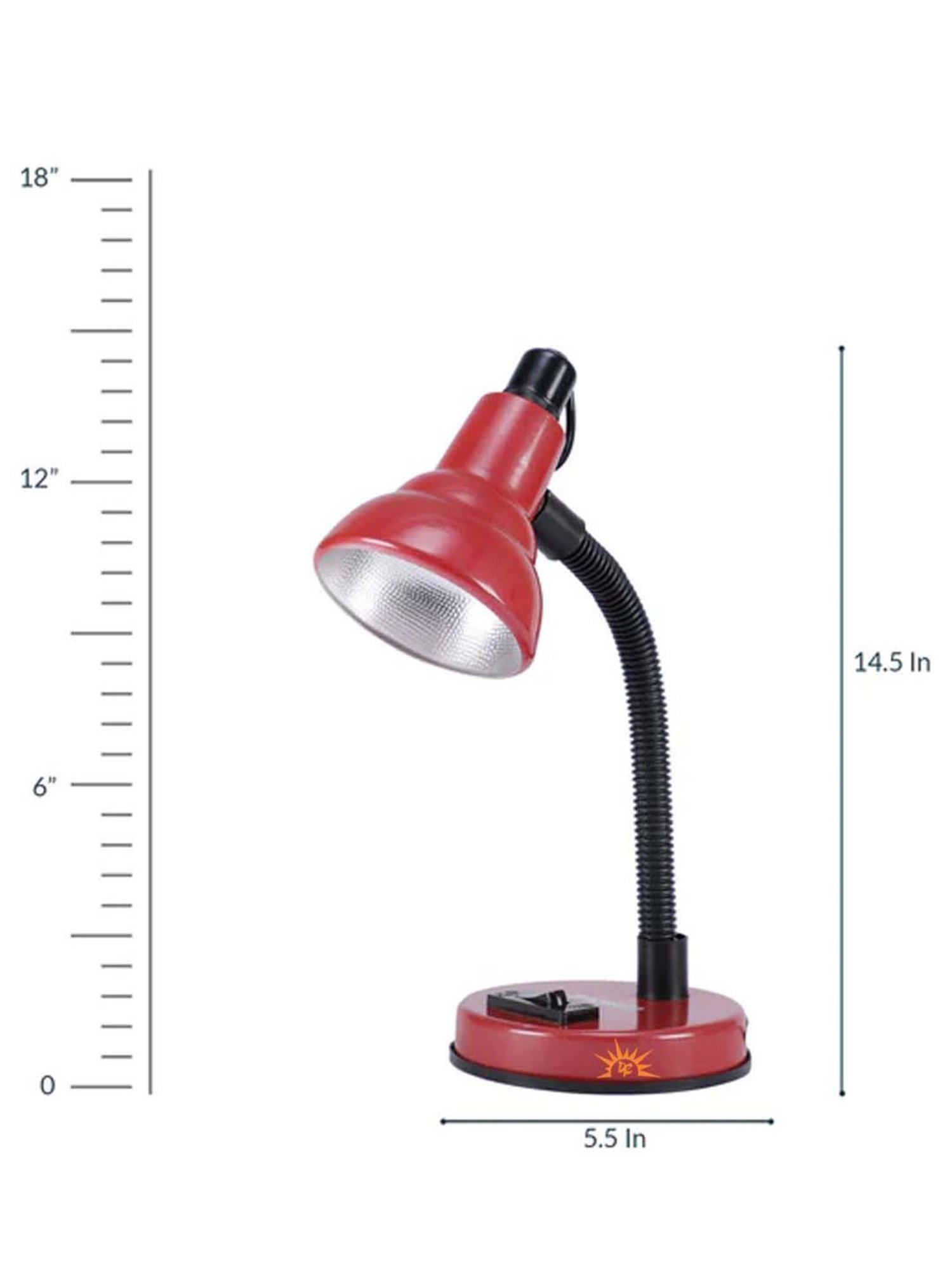 DecorativeRay Red PVC Study Table Lamp - Set of 1