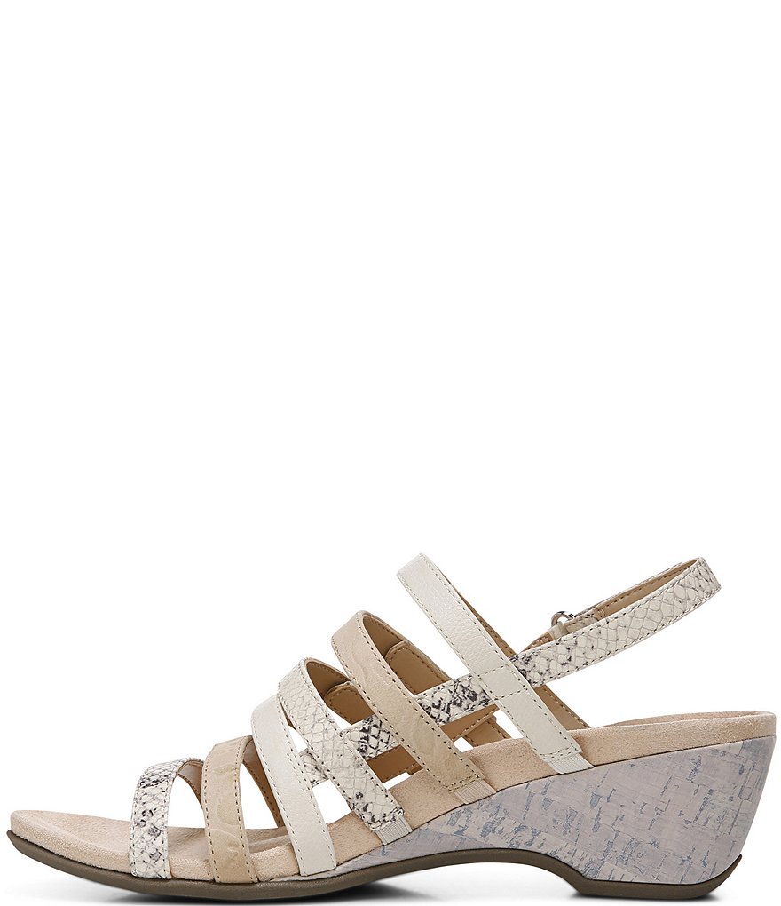 Vionic Tess Snake Print Leather Cork Wedge Sandals
